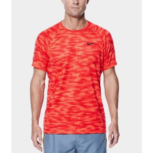 "Nike Blurred Hydroguard Short Sleeve Top - Men's, UPF Performance" - Picture 1 of 8
